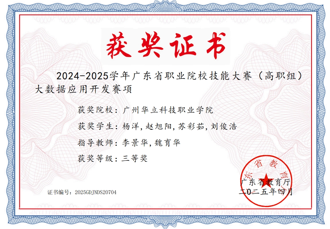 大數(shù)據(jù)應用開發(fā)（三等獎，學生證...