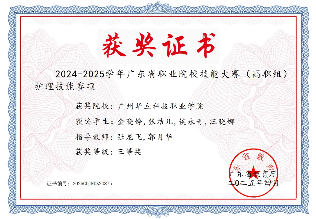 護理技能（三等獎，學生獲獎）